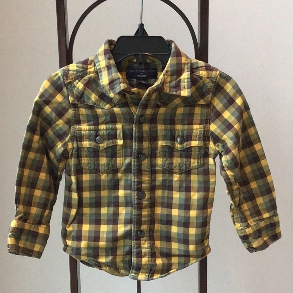 Stella McCartney Western Button Down Shirt‎ Snaps Plaid Cotton Thicker